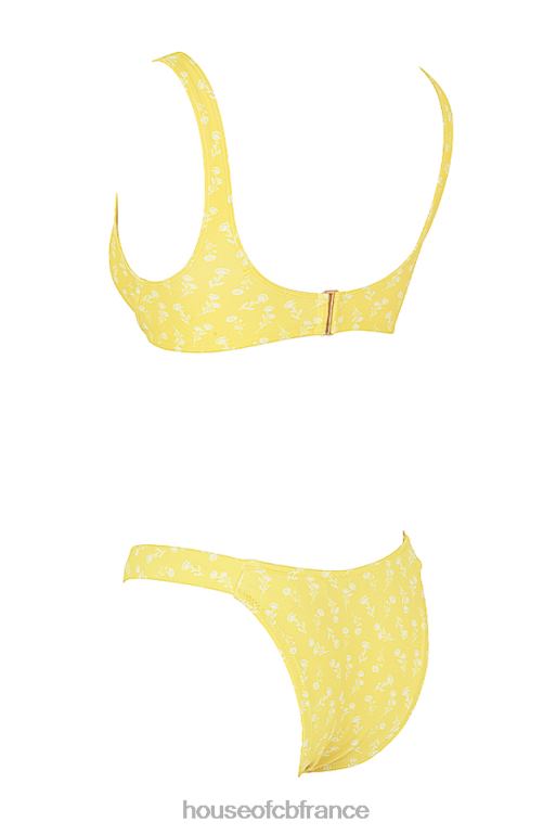 House of CB bikini à imprimé floral blanc jaune mariposa N888H1237 vêtements