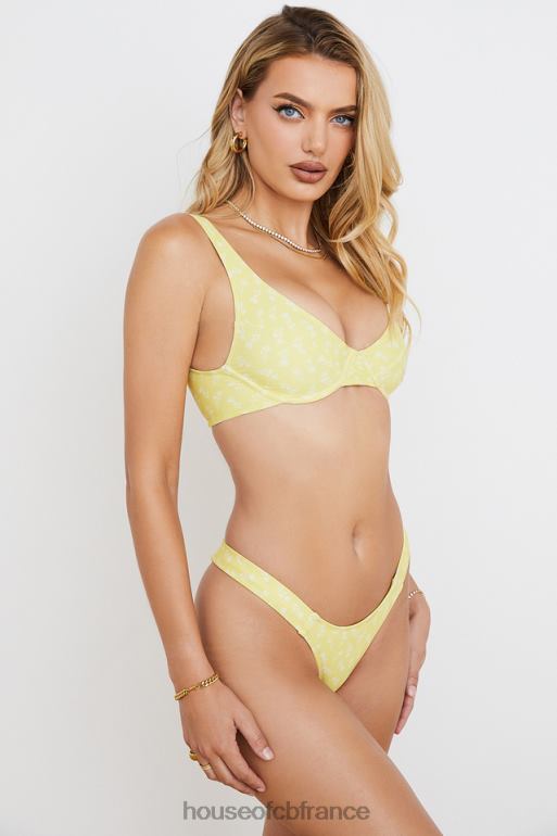 House of CB bikini à imprimé floral blanc jaune mariposa N888H1237 vêtements
