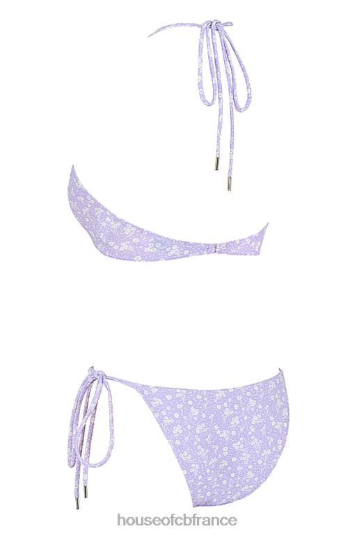House of CB bikini triangle inversé lira à imprimé floral lilas N888H1240 vêtements
