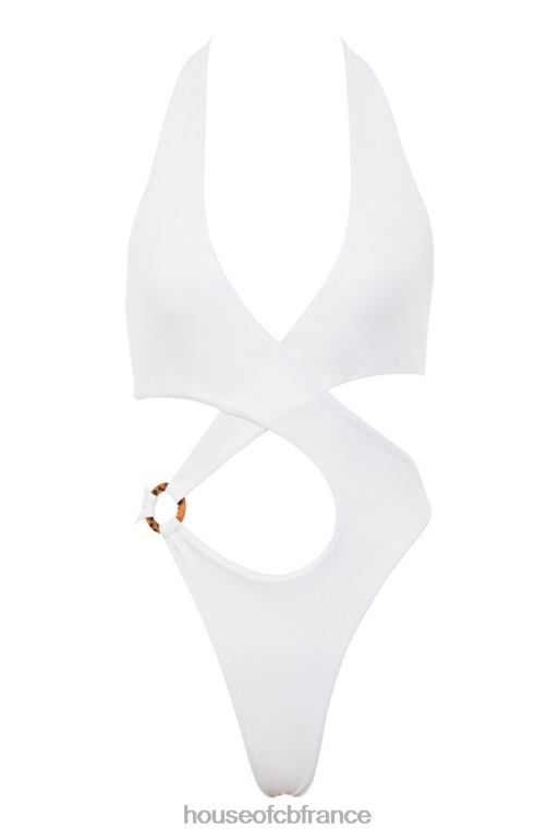 House of CB Maillot de bain une pièce croisé dos nu blanc savannah N888H1244 vêtements