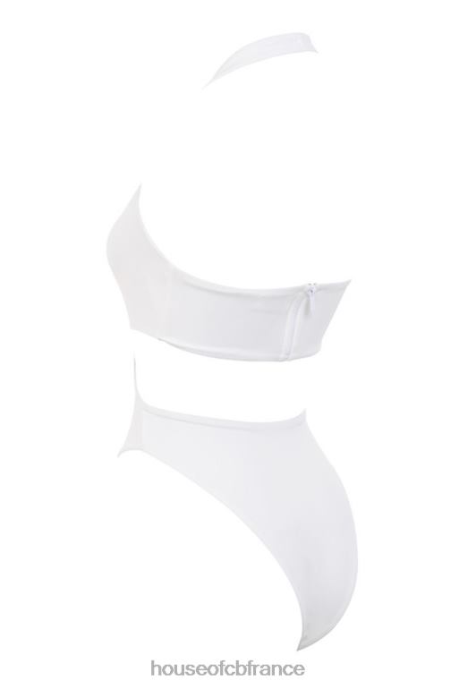 House of CB Maillot de bain une pièce croisé dos nu blanc savannah N888H1244 vêtements