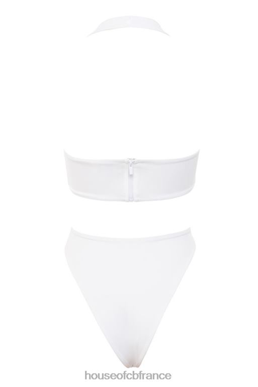 House of CB Maillot de bain une pièce croisé dos nu blanc savannah N888H1244 vêtements