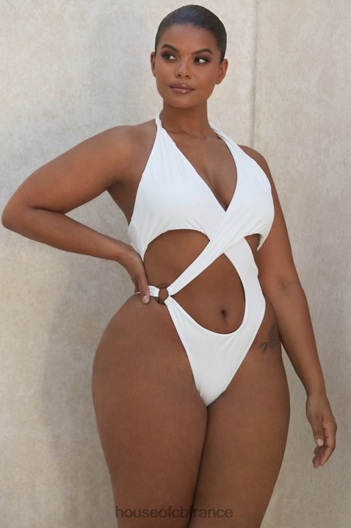 House of CB Maillot de bain une pièce croisé dos nu blanc savannah N888H1244 vêtements