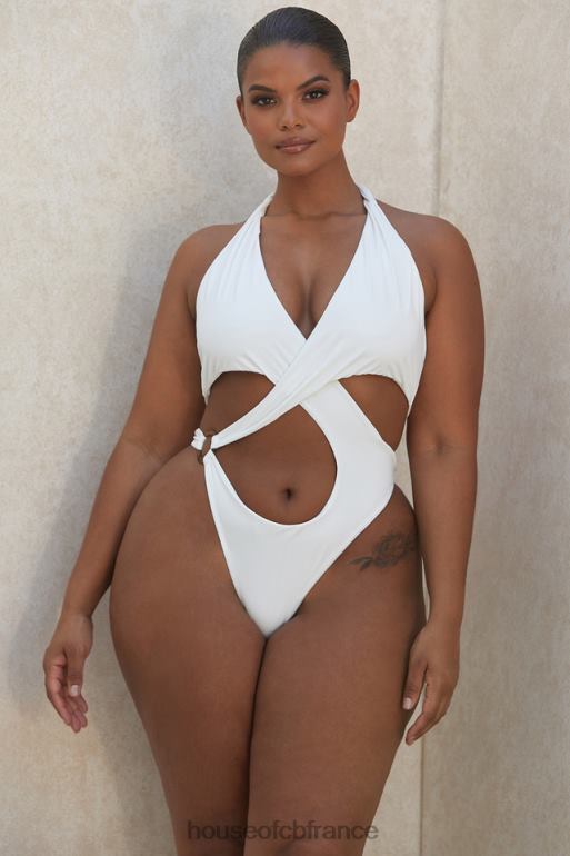 House of CB Maillot de bain une pièce croisé dos nu blanc savannah N888H1244 vêtements