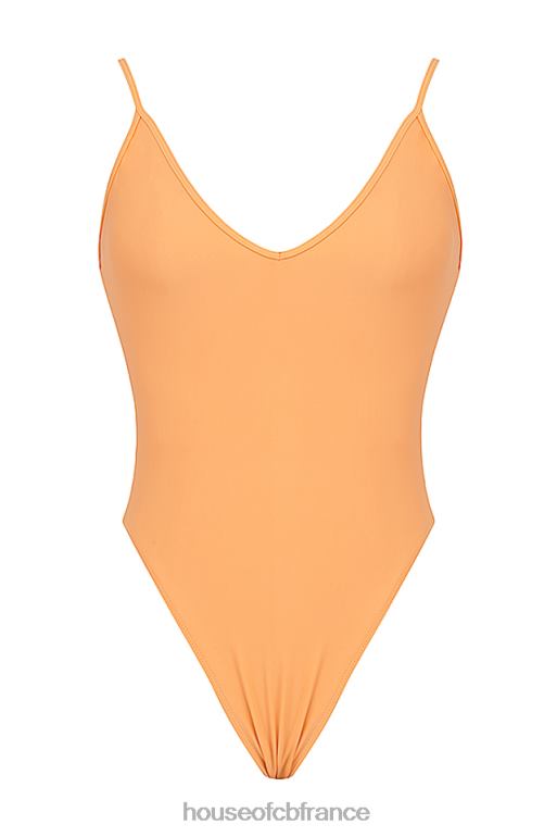House of CB Maillot de bain une pièce plongeant orange clair Rhodes N888H1185 vêtements