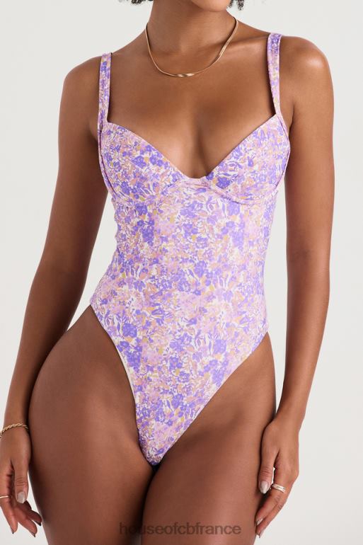 House of CB maillot de bain à armatures fleuri violet barcelona N888H1201 vêtements