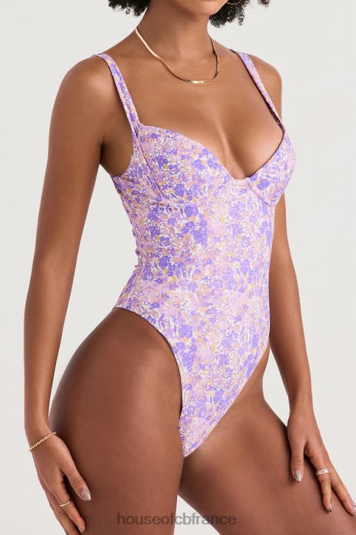 House of CB maillot de bain à armatures fleuri violet barcelona N888H1201 vêtements