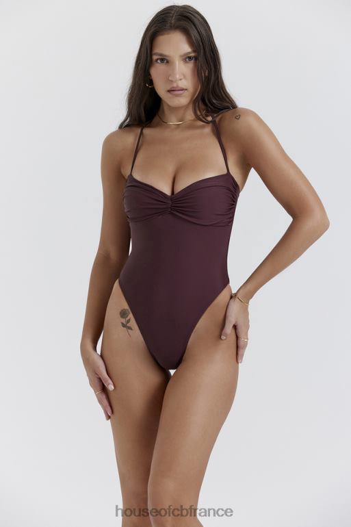 House of CB maillot de bain froncé aruba cacao N888H1180 vêtements