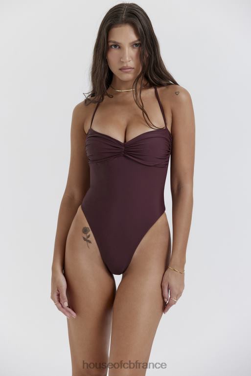 House of CB maillot de bain froncé aruba cacao N888H1180 vêtements