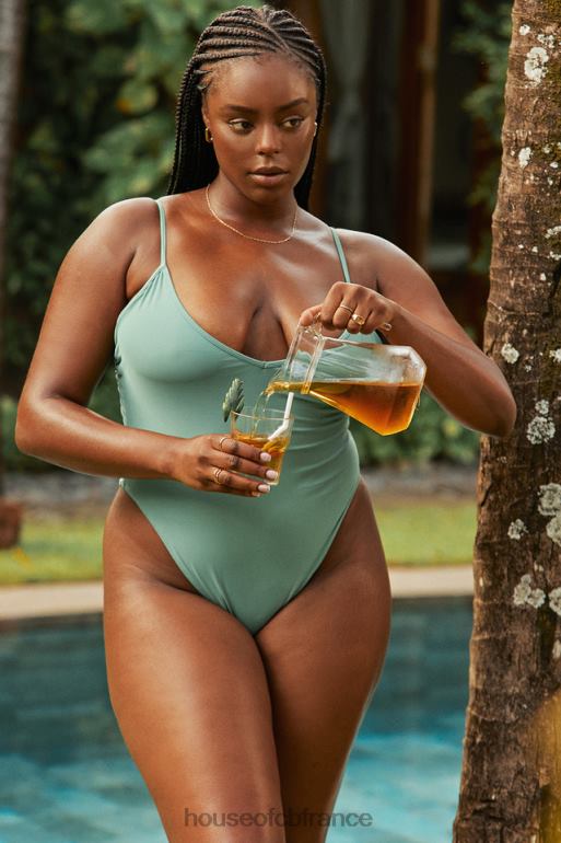 House of CB maillot de bain une pièce plongeant eucalyptus de Rhodes N888H1174 vêtements