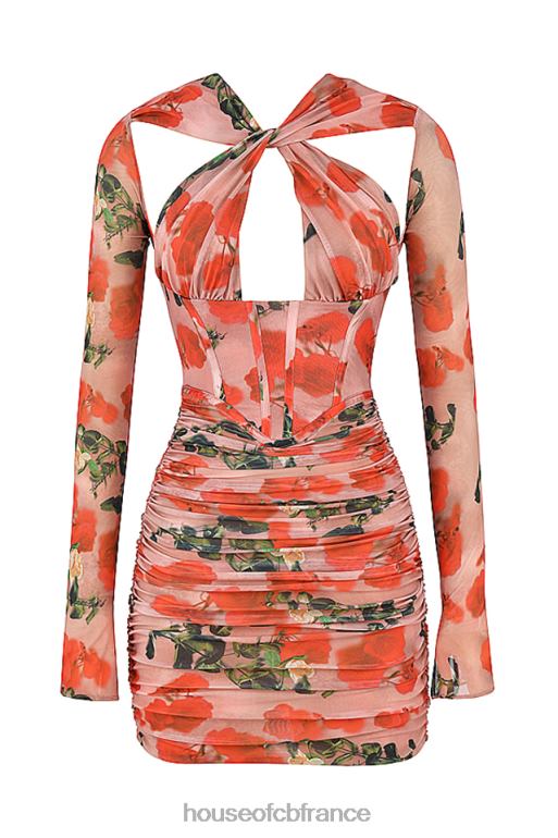 House of CB Adanna - Robe courte corset à imprimé roses N888H495 vêtements