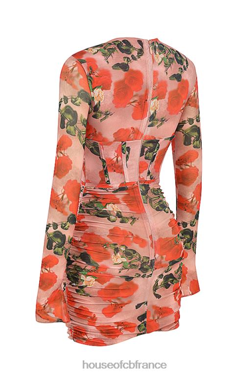 House of CB Adanna - Robe courte corset à imprimé roses N888H495 vêtements