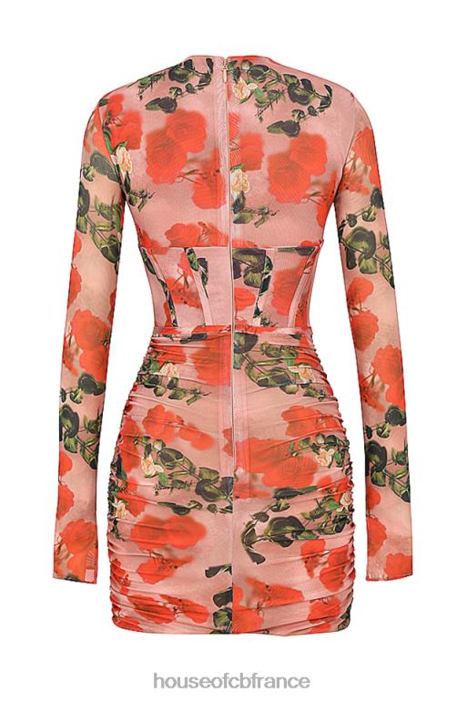 House of CB Adanna - Robe courte corset à imprimé roses N888H495 vêtements