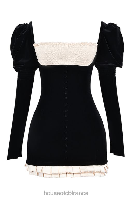 House of CB Azaria - Mini-robe noire et crème vintage N888H132 vêtements