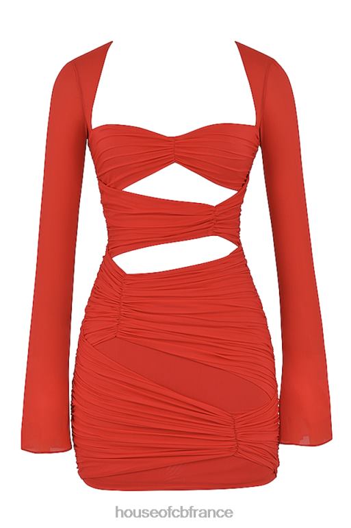 House of CB Camille - Mini-robe découpée en soie véritable écarlate N888H499 vêtements