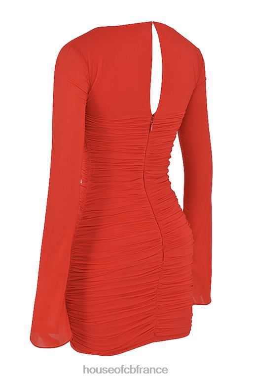 House of CB Camille - Mini-robe découpée en soie véritable écarlate N888H499 vêtements