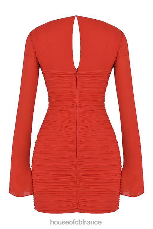 House of CB Camille - Mini-robe découpée en soie véritable écarlate N888H499 vêtements