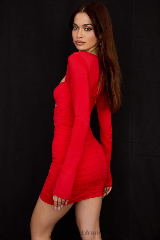 House of CB Camille - Mini-robe découpée en soie véritable écarlate N888H499 vêtements