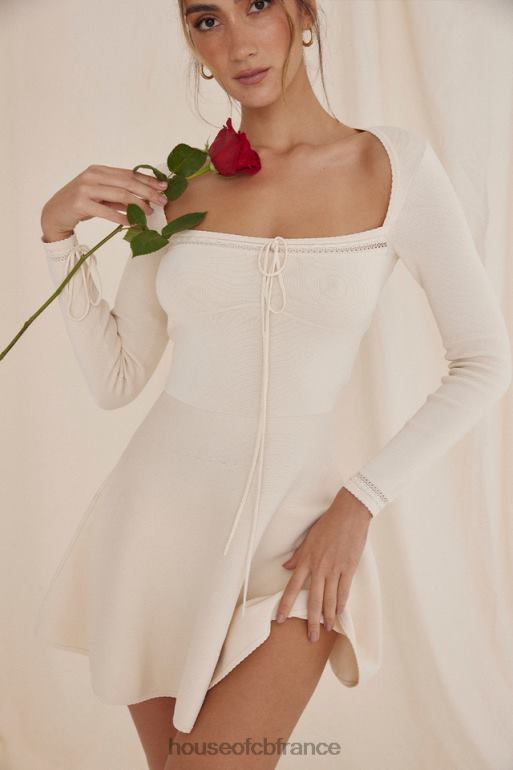 House of CB Caprice - Robe courte en maille délicate crème N888H298 vêtements