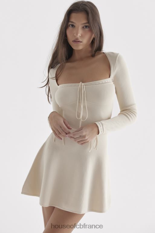 House of CB Caprice - Robe courte en maille délicate crème N888H298 vêtements