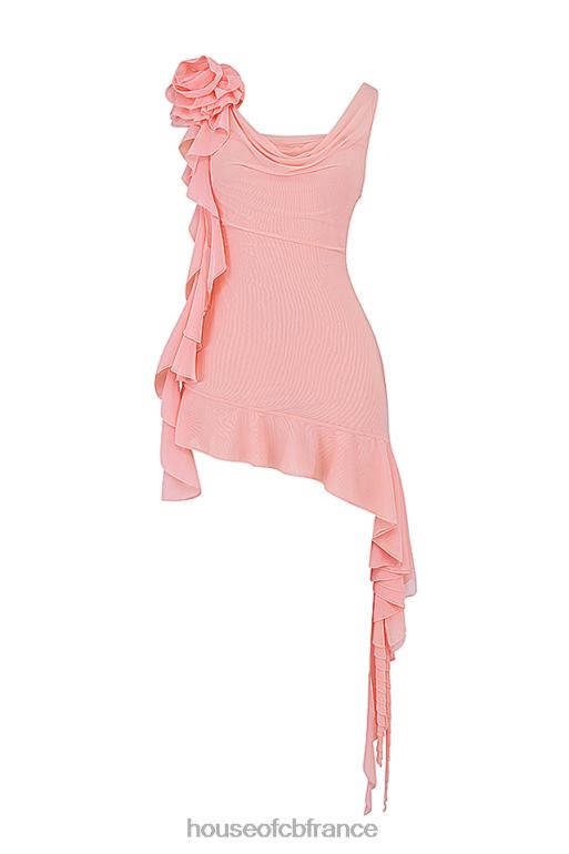 House of CB Charla - Mini-robe douce à volants abricot N888H180 vêtements