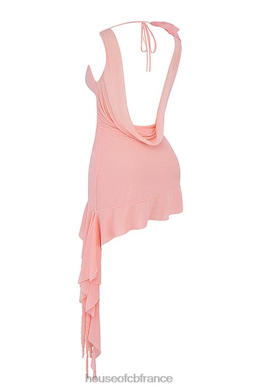 House of CB Charla - Mini-robe douce à volants abricot N888H180 vêtements