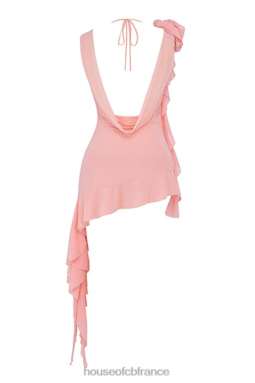 House of CB Charla - Mini-robe douce à volants abricot N888H180 vêtements