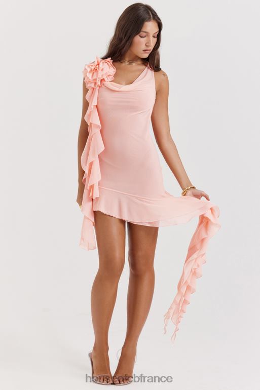 House of CB Charla - Mini-robe douce à volants abricot N888H180 vêtements