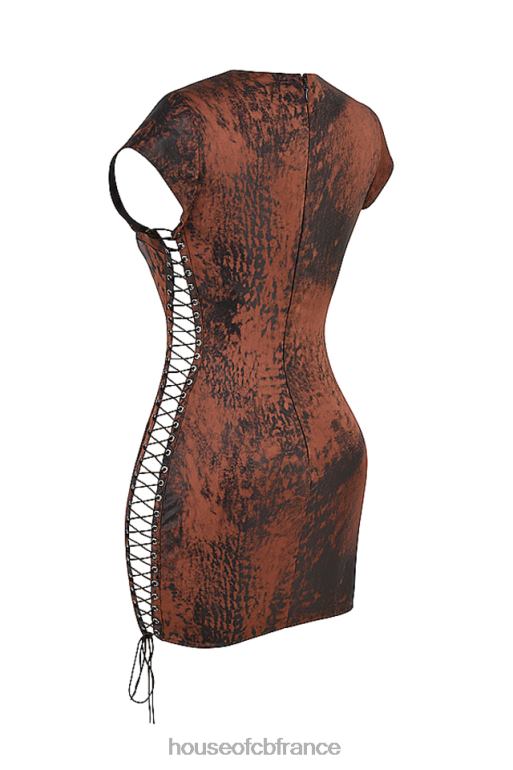 House of CB Daphné - Robe courte à lacets en cuivre antique N888H363 vêtements