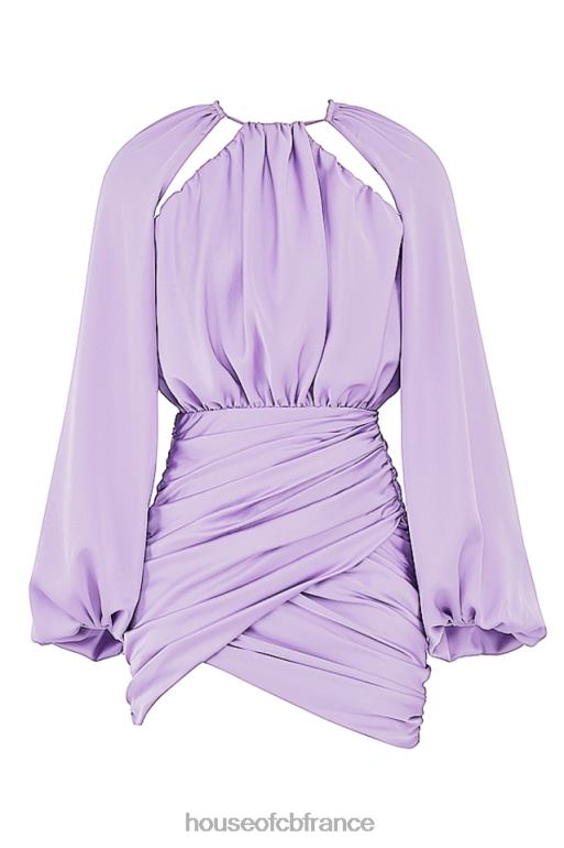 House of CB Kate - Robe courte cache-cœur en satin orchidée N888H458 vêtements