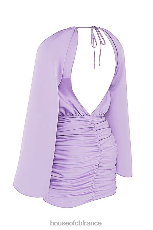 House of CB Kate - Robe courte cache-cœur en satin orchidée N888H458 vêtements