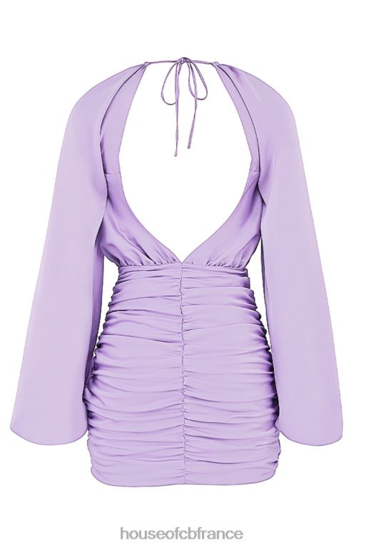 House of CB Kate - Robe courte cache-cœur en satin orchidée N888H458 vêtements