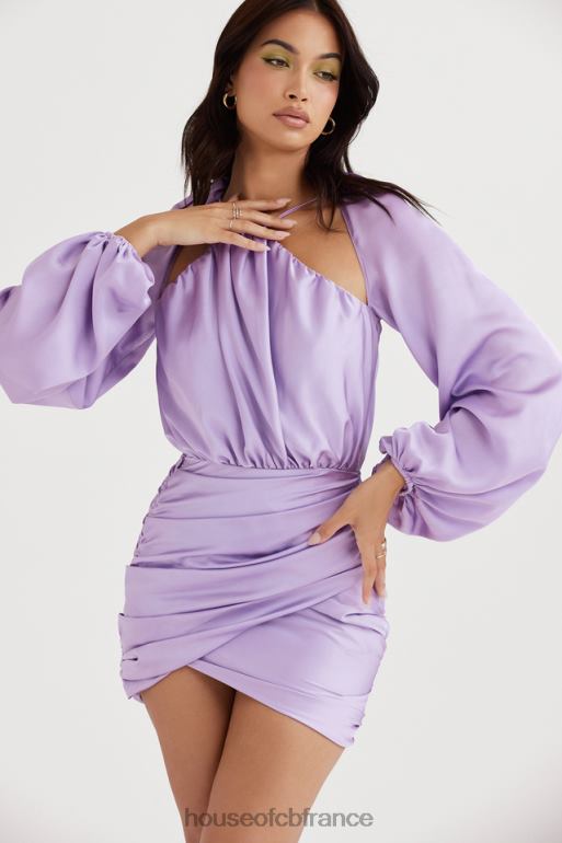 House of CB Kate - Robe courte cache-cœur en satin orchidée N888H458 vêtements