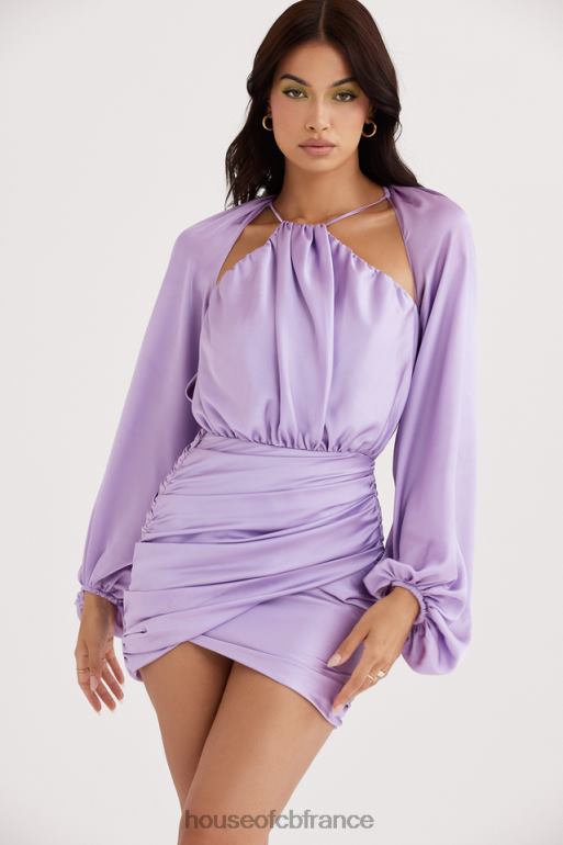 House of CB Kate - Robe courte cache-cœur en satin orchidée N888H458 vêtements