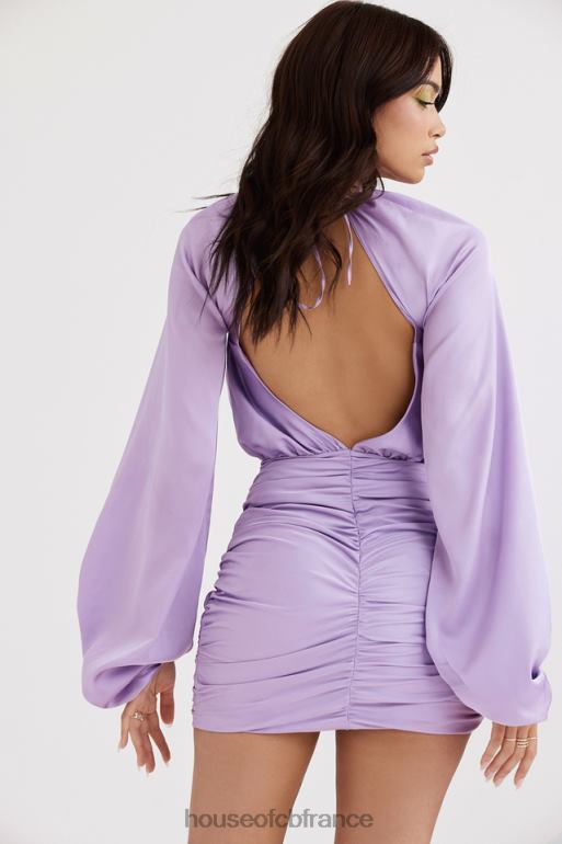 House of CB Kate - Robe courte cache-cœur en satin orchidée N888H458 vêtements