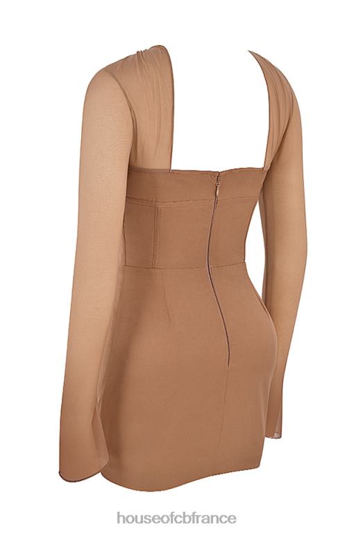 House of CB Mayara - Robe courte structurée moka avec corset N888H480 vêtements
