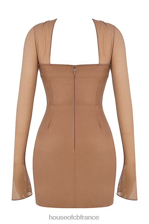 House of CB Mayara - Robe courte structurée moka avec corset N888H480 vêtements