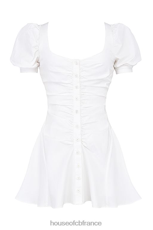 House of CB Mini-robe blanche à manches bouffantes Hameda N888H200 vêtements