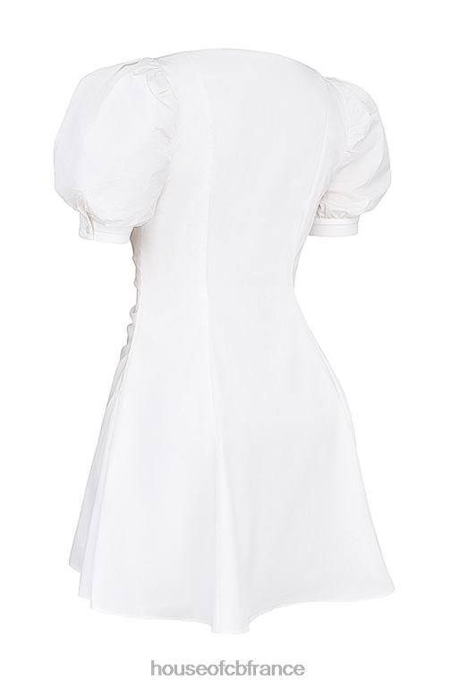 House of CB Mini-robe blanche à manches bouffantes Hameda N888H200 vêtements