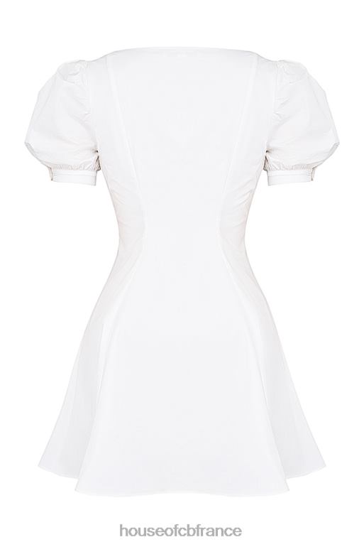 House of CB Mini-robe blanche à manches bouffantes Hameda N888H200 vêtements