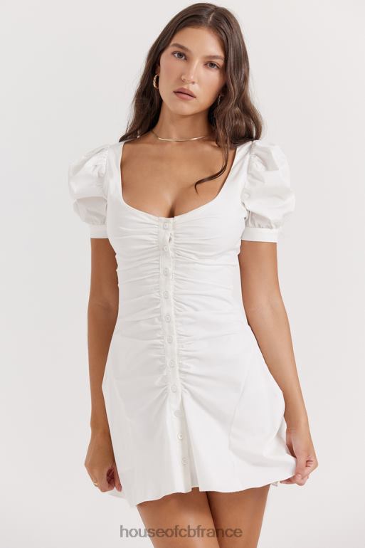 House of CB Mini-robe blanche à manches bouffantes Hameda N888H200 vêtements