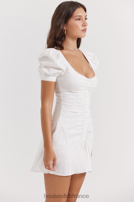House of CB Mini-robe blanche à manches bouffantes Hameda N888H200 vêtements