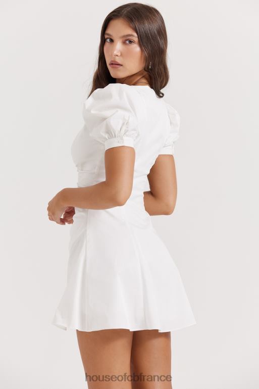 House of CB Mini-robe blanche à manches bouffantes Hameda N888H200 vêtements