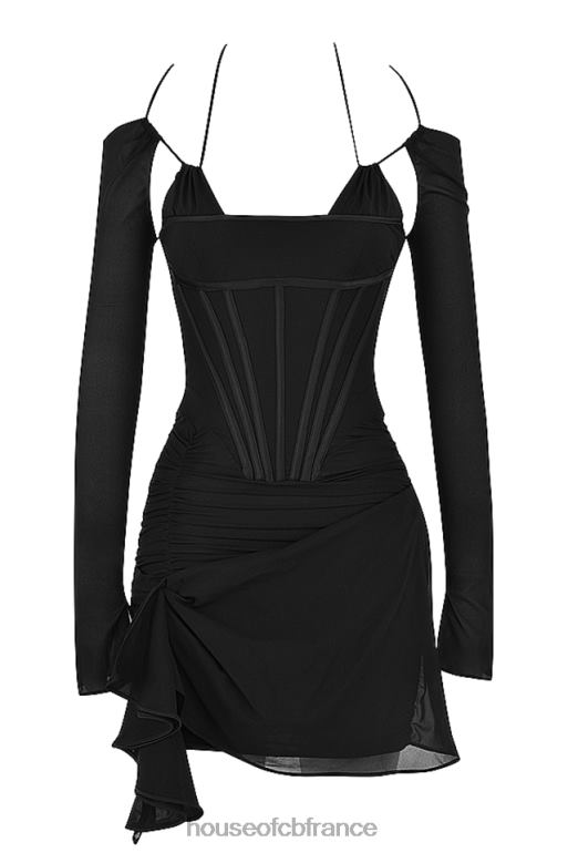 House of CB Mini-robe corset en soie véritable noire Gianna N888H501 vêtements