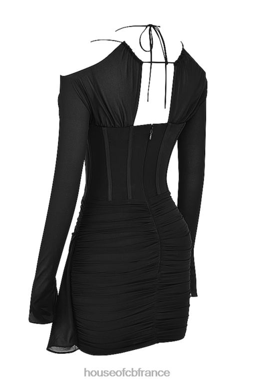 House of CB Mini-robe corset en soie véritable noire Gianna N888H501 vêtements