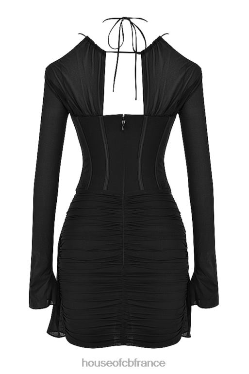 House of CB Mini-robe corset en soie véritable noire Gianna N888H501 vêtements
