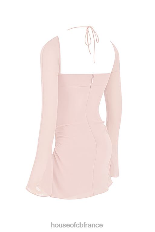 House of CB Mini-robe dos nu découpée en mousseline de soie à quartz rose bébé N888H400 vêtements