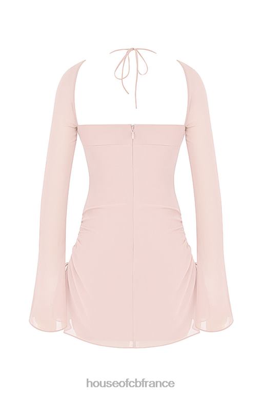 House of CB Mini-robe dos nu découpée en mousseline de soie à quartz rose bébé N888H400 vêtements
