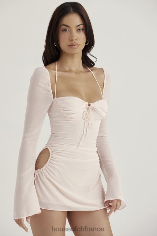 House of CB Mini-robe dos nu découpée en mousseline de soie à quartz rose bébé N888H400 vêtements