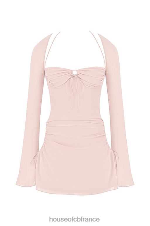 House of CB Mini-robe dos nu découpée en mousseline de soie à quartz rose bébé N888H400 vêtements